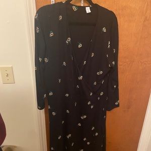 Old Navy Black Floral Wrap Dress